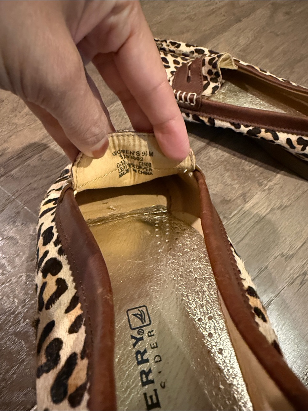 Sperry Top Sider Leopard Print Penny Loafers with Brown Trim, sz 9.5M - Picture 5 of 9